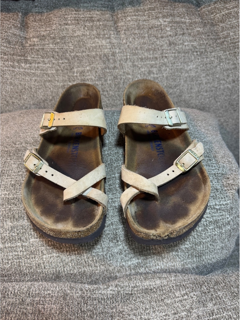 Birkenstock Mayari White Leather Toe Loop Sandals Size 38 US 7-7.5
